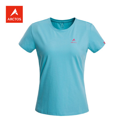 极星 女款春夏季户外休闲T恤棉质舒适透气圆领短袖T恤 AGTD12372