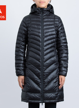 极星 女秋冬户外中长款白鹅绒轻量防泼水防漏绒羽绒服 AGDD22510