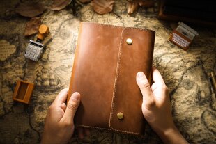 真皮复古手账本定页手账皮套书衣A5文库新书保护封套记事本笔记本