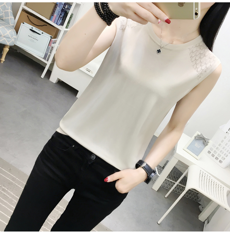 New style sleeveless vest for women's outer wear small fresh short ice silk knitted T-shirt for women's inner wear sexy base