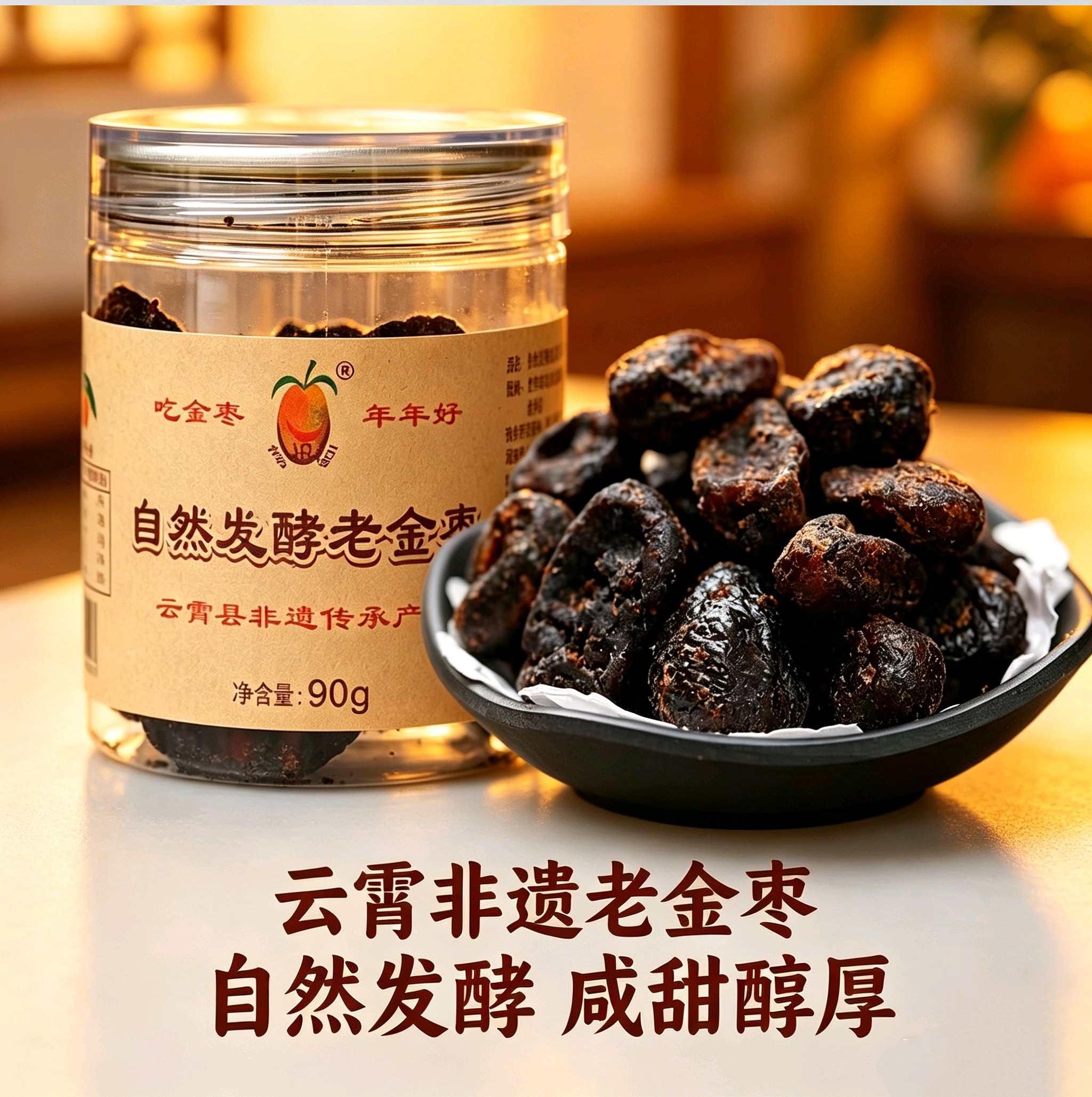 福建云霄发酵老金枣瓶装90g休闲零食茶配闽台特产