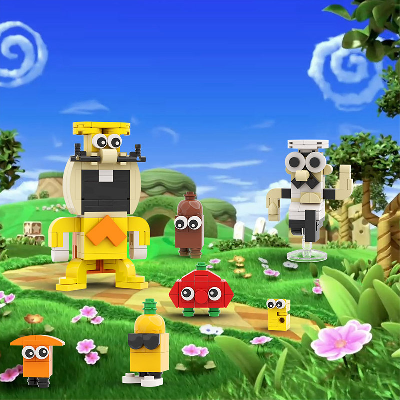 Moc儿童益智拼搭积木玩具披萨塔厨师配菜怪噪音Pizza Tower