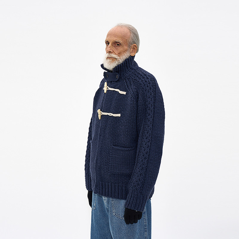 半高领插肩袖纯羊毛针织衫 韩国正品PARTIMENTO 厚实挺括毛衣夹克