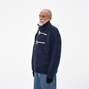 半高领插肩袖纯羊毛针织衫 韩国正品PARTIMENTO 厚实挺括毛衣夹克