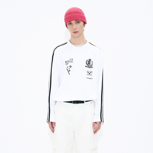 复古条纹上衣 韩国正品 PARTIMENTO 2025春夏宽松足球运动长袖T恤