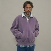 复古水洗做旧翻领卫衣 宽松运动橄榄球Polo衫 韩国正品 PARTIMENTO