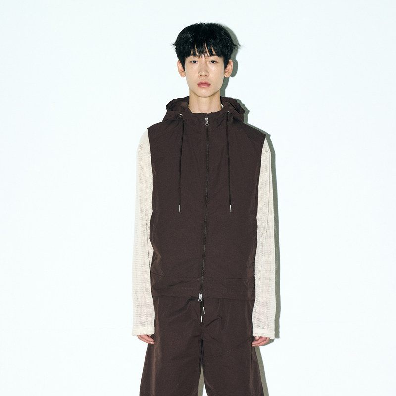 中村一叶李灿同款 韩国正品 PARTIMENTO 下摆抽绳双拉链连帽马甲,男装,常规马甲,淘宝优惠券,粉丝福利购,淘宝优惠卷