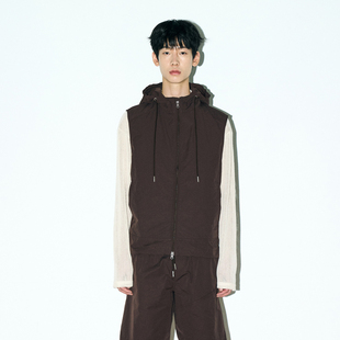 中村一叶李灿同款 韩国正品 PARTIMENTO 下摆抽绳双拉链连帽马甲