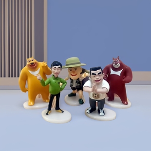 熊出没儿童玩具熊大熊二光头强公仔模型大马猴二狗静态公仔套装