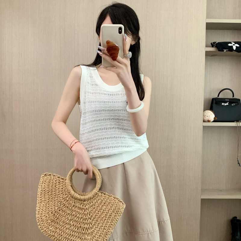 女士天丝亚麻吊带背心女夏外穿内搭2025新款宽松无袖针织打底