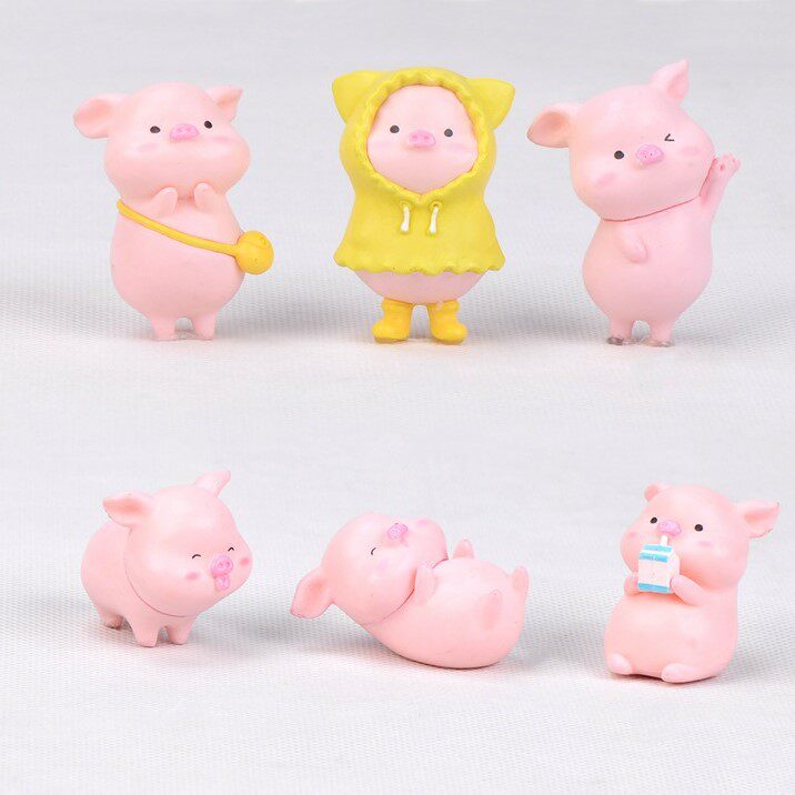 창의적인 마이크로 풍경 장식품 즙이 많은 장식품 노란 비옷 돼지 배낭 작은 동물 데스크탑 화분 장식품