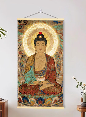 中式国风八大守护神佛像卷轴挂画