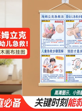 海姆立克急救法挂图婴儿防呛奶拍嗝防噎家用一岁儿童急救知识贴纸