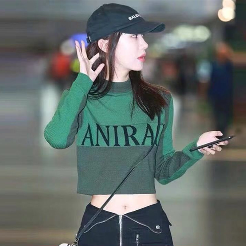 韩国毛衣女短款高腰露脐2025新款秋冬洋气上衣修身长袖针织打底衫