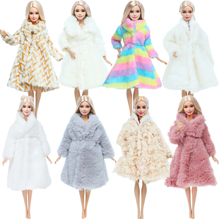 芭娃娃冬装比手工毛衣30cm娃娃长袖浴衣披风外套大衣毛绒上衣配件