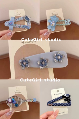 Cutegirl studio新款布艺格纹蝴蝶结小马发夹BB夹简约时尚侧边夹