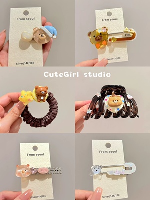 Cutegirl studio韩系小熊发夹系列大抓夹发绳卡通一字夹刘海夹子