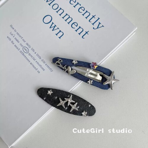 CuteGirl studio2026韩国新品发夹牛仔系星星发夹碎发夹掰掰夹子