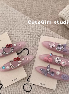 CuteGirl studio2026韩国新品发夹紫色醋酸一字夹网红刘海边夹INS