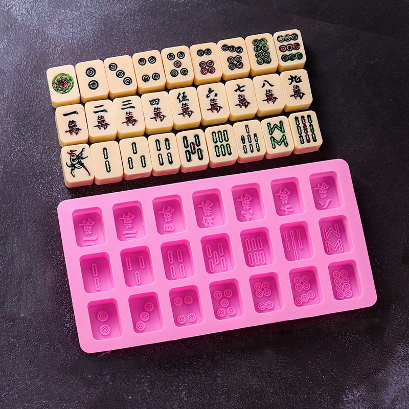 硅胶麻将巧克力模具十三幺条筒万翻糖diy装饰摆件蛋糕烘焙模具