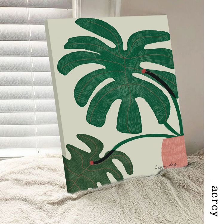 小清新绿植挂画北欧手绘感高级感
