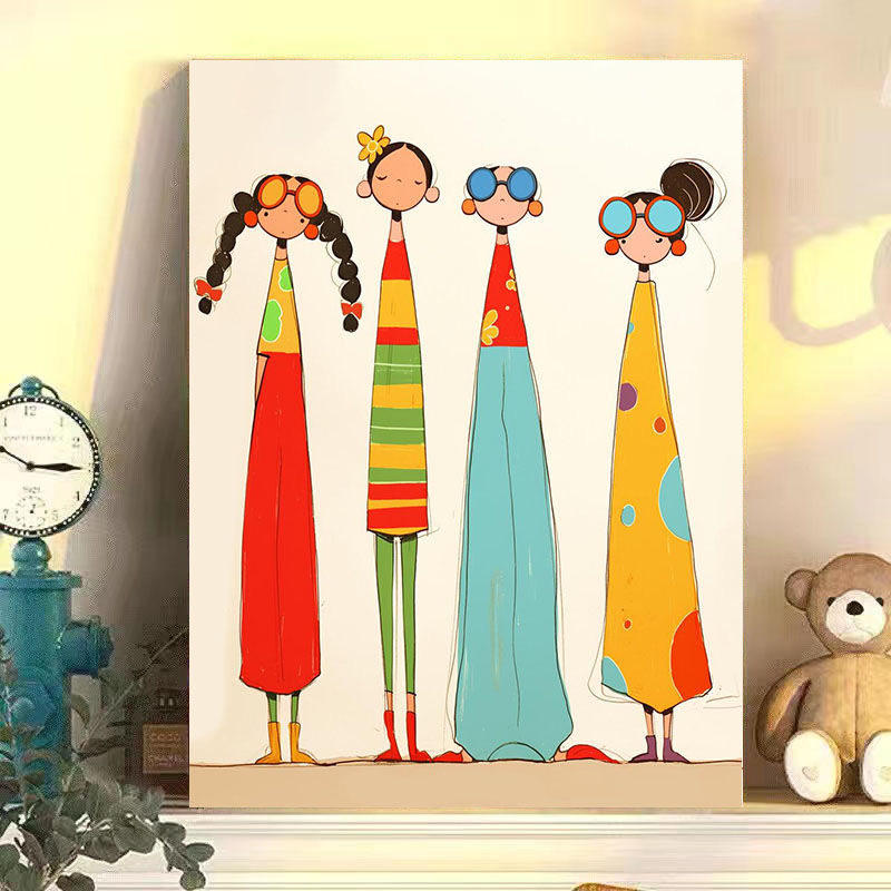 卡通动漫多巴胺姐妹们成品装饰画卧室儿童房温馨壁画高级桌面摆画