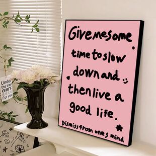 房间桌子电视柜斗柜上方摆画挂画 饰画甜酷风格 经典 黑粉配色落地装