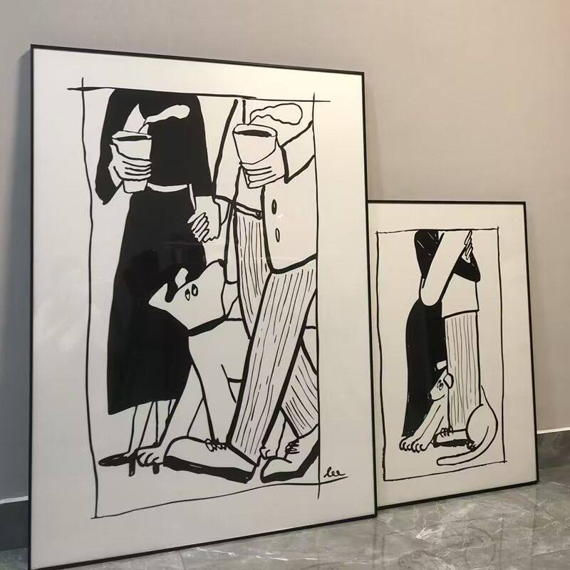 情侣装饰画浪漫温馨治愈艺术黑白