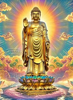如来佛祖金身佛像图片老式家居墙上画像竖版尺寸不干胶贴纸
