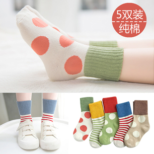 儿童袜子纯棉春秋薄款宝宝袜中筒袜1-12岁男童女童卡通秋冬季棉袜