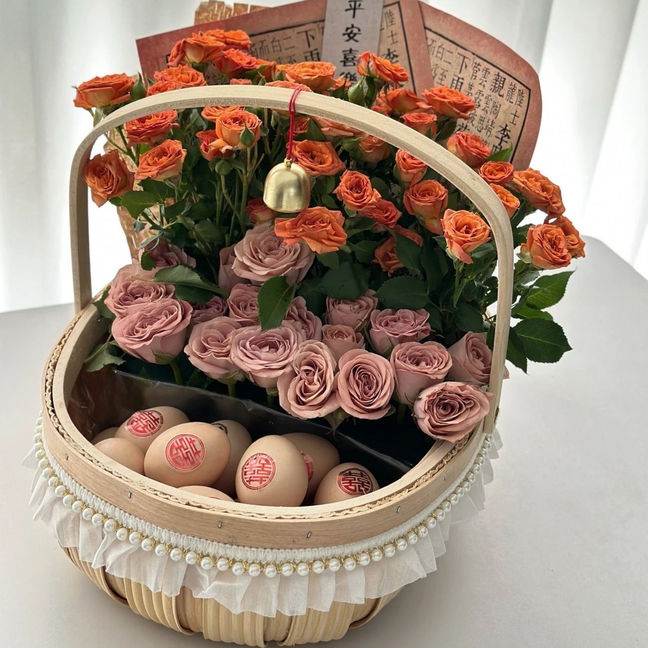 月子鸡蛋篮鲜花鸡蛋篮