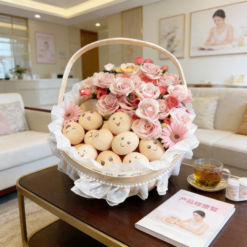 新款手提木编鸡蛋水果花篮