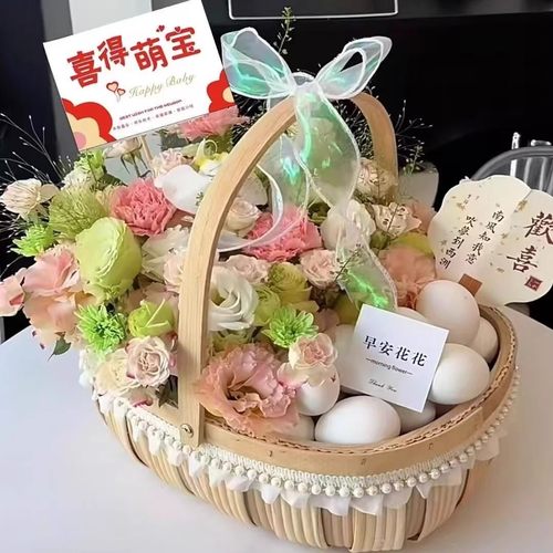 月子鸡蛋花篮花篮diy手提月子篮