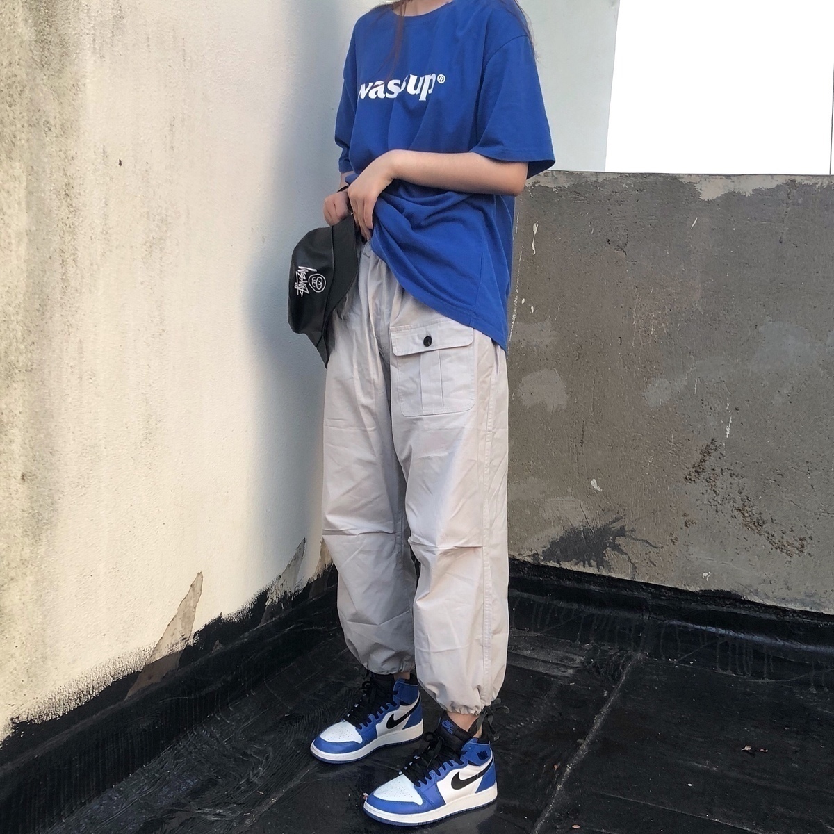 new start三色立体剪裁工装裤子
