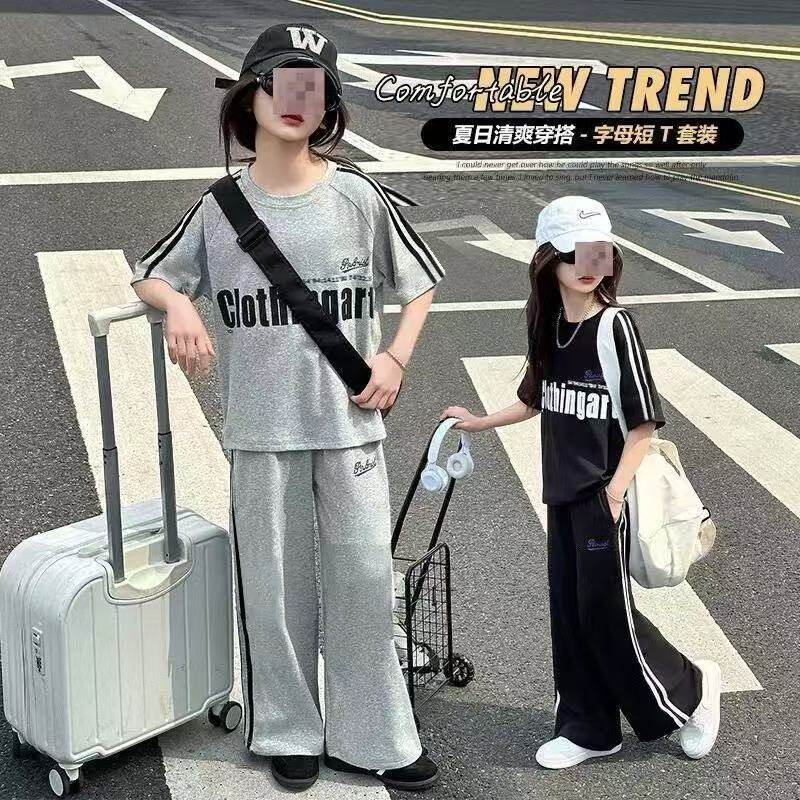 男童夏季短袖套装2026新款儿童薄款衣服中大童时尚休闲运动两件套