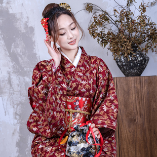 枫叶竹叶和服系日本剧本杀日料店民宿和服女款季摄影改良和服浴衣