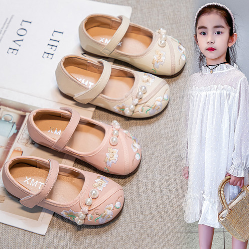 女童汉服鞋古风儿童绣花鞋皮鞋