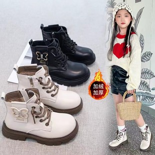 女童马丁靴2025秋冬新款儿童英伦风加绒短靴女孩时尚皮靴软底单靴