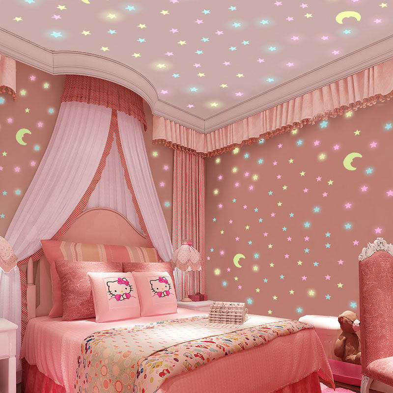 创意夜光星星墙贴纸ins租房改造少女房间卧室自粘天花板吊顶装饰