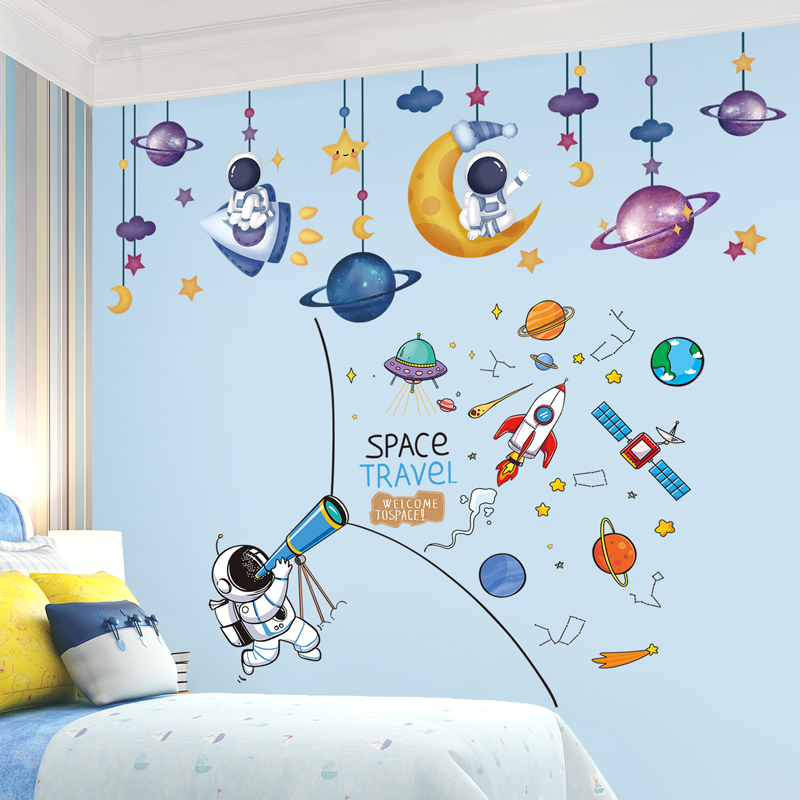 儿童房背景墙贴纸自粘卧室墙面装饰贴画小房间改造卡通创意墙壁纸