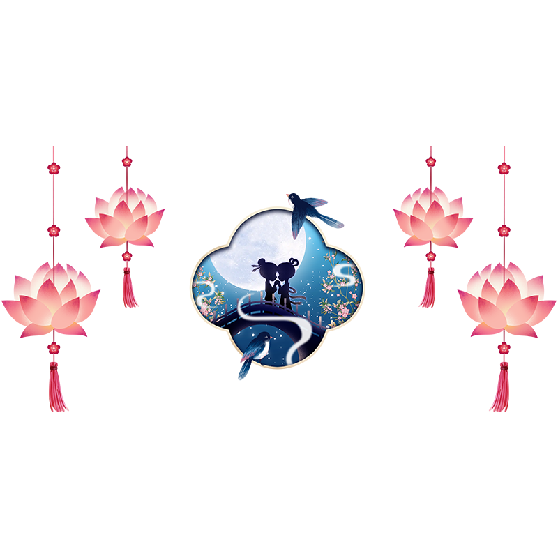 七夕情人节牛郎织女玻璃贴纸装饰商场服装珠宝店面橱窗布置静电贴