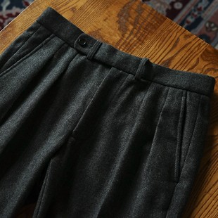 浴血黑帮Tweed复古双褶粗花呢羊毛西裤 子男 秋冬英伦绅士休闲长裤