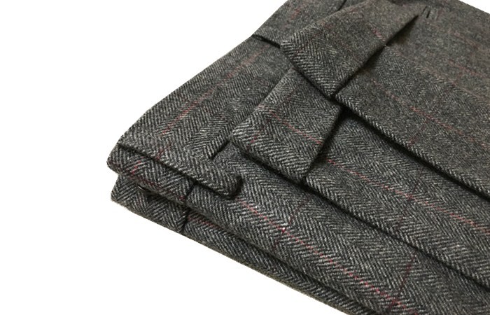 秋冬新款复古人字纹西裤休闲羊毛