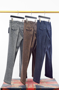 人字纹西裤 微宽松男式 wooster秋冬粗花毛呢欧美复古休闲大码 Nick