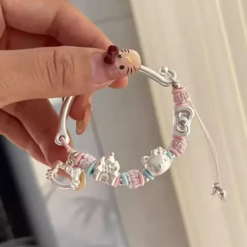 足银可爱卡通Kitty猫半手镯纯银玉桂狗美乐蒂手链礼物三丽鸥手镯