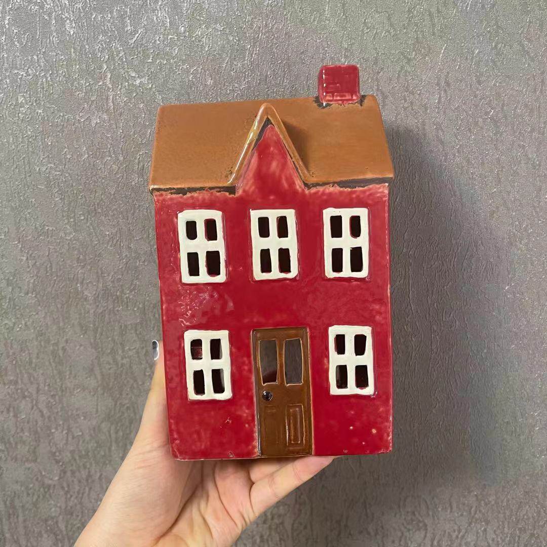 复古丹麦地中海房仓鼠窝金丝熊蜜袋鼯水族爬宠躲避屋烛台外贸陶瓷