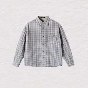 NYHSUGOO/南乙6色混纺面料撞色格子拼接衬衫25189男士春夏