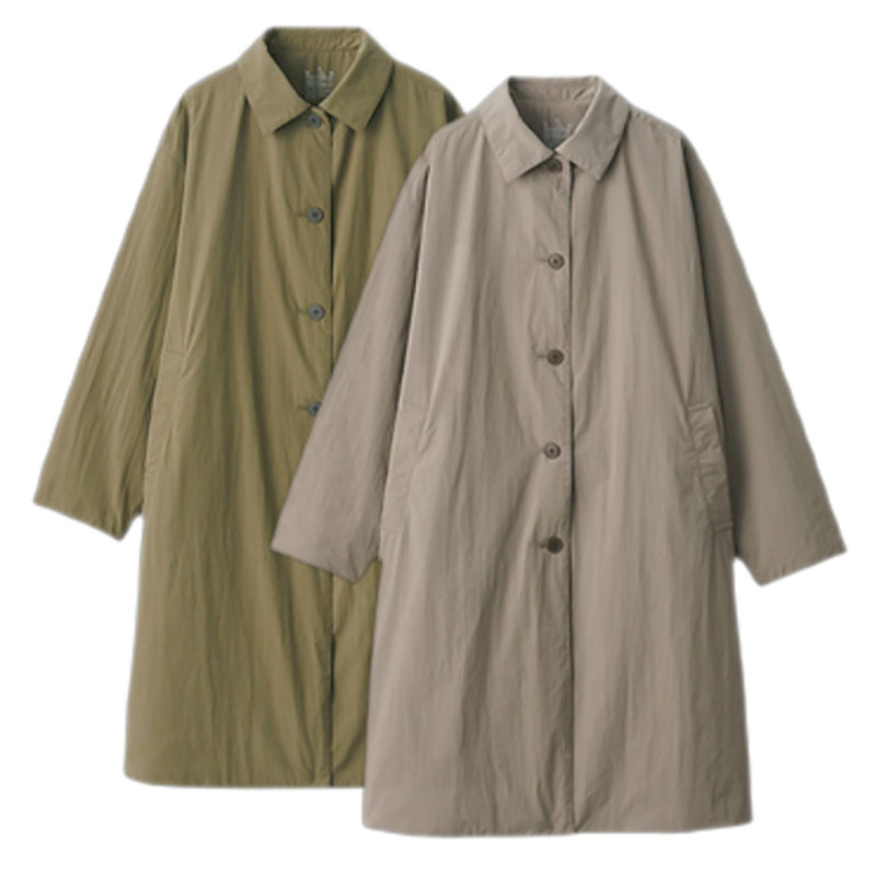 风衣棉衣翻领女式大衣夹棉服宽松纯色冬季中长外套