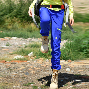 北京森林户外原创拼色登山徒步显瘦抓绒保暖防风防水透气软壳裤女