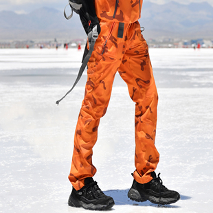 女式 北京森林户外秋冬专业三层压胶硬壳防水登山迷彩冲锋衣裤 套装